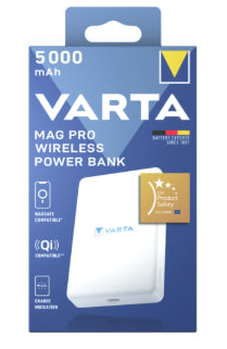 Varta Mag Pro Wireless Powerbank 5'000 mAh – 1× USB-C, weiss, für Qi-kompatible Geräte