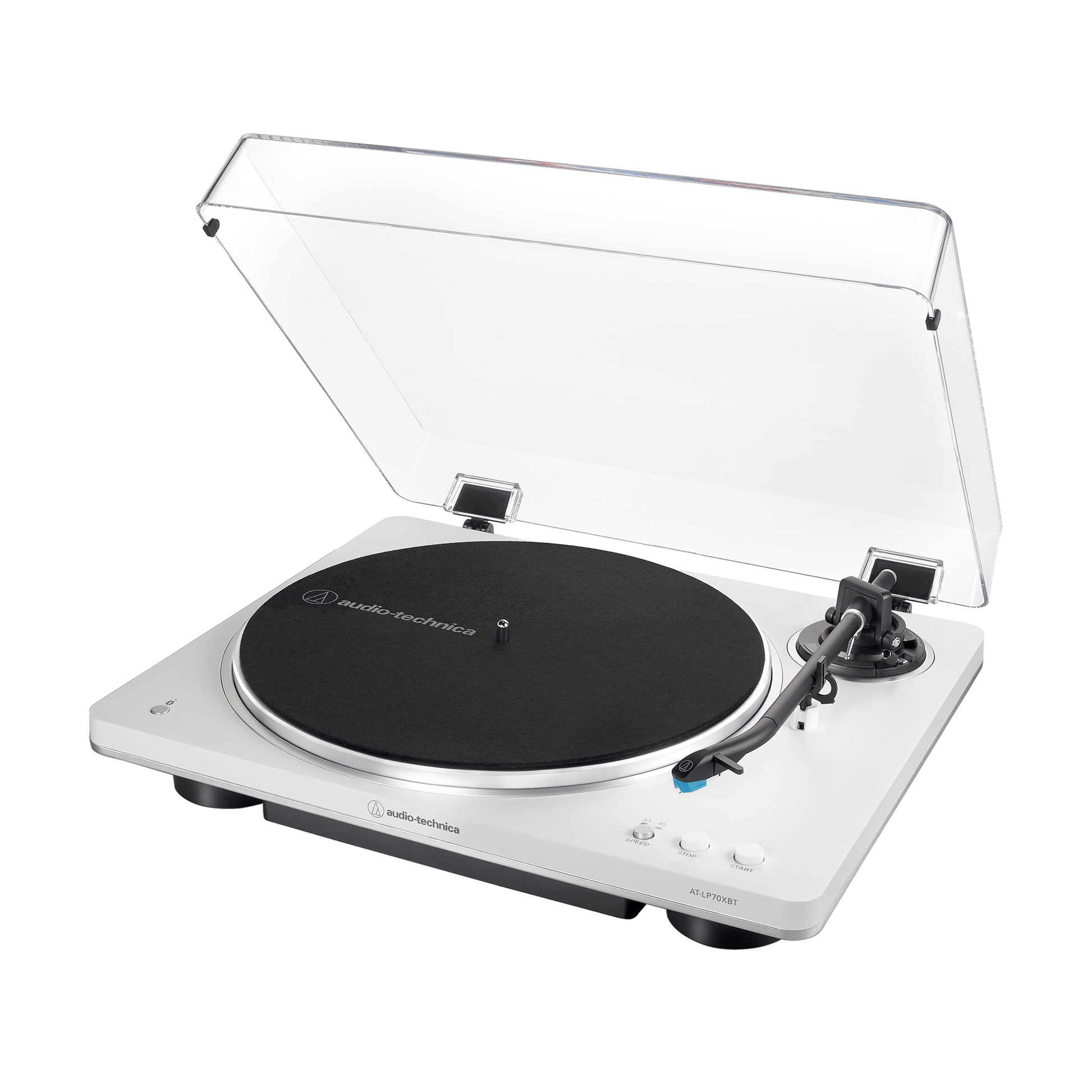 Audio-Technica AT-LP70XBTWS – Plattenspieler – Stationär – Riemenantrieb, Phono-Vorverstärker, 33⅓ U/min – Silber