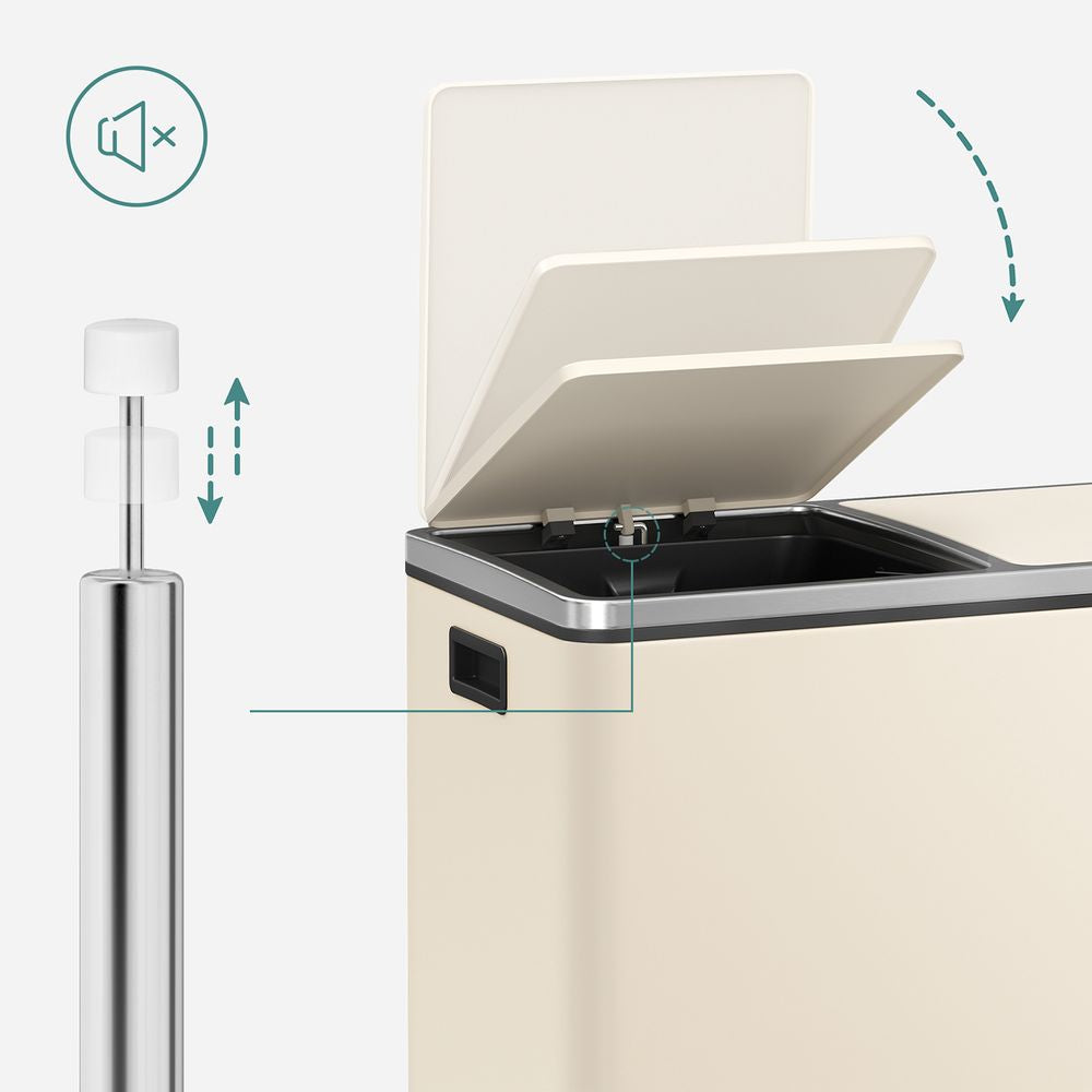 Songmics Systempapierkorb – 30 + 30 l – Stahl, weiss – B × H × T 585 × 360 × 650 mm