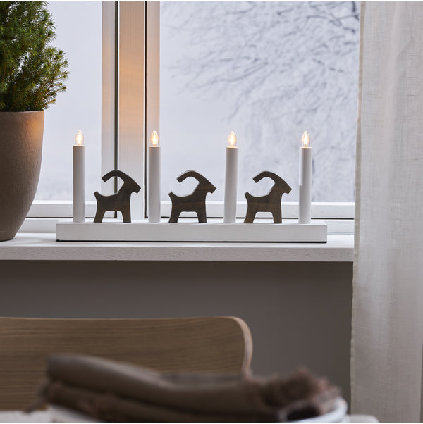 Star Trading Tischleuchte BRUSE – 43 × 7 × 17,5 cm, 0,5 W, warmweiss, braun, Schalter, LED