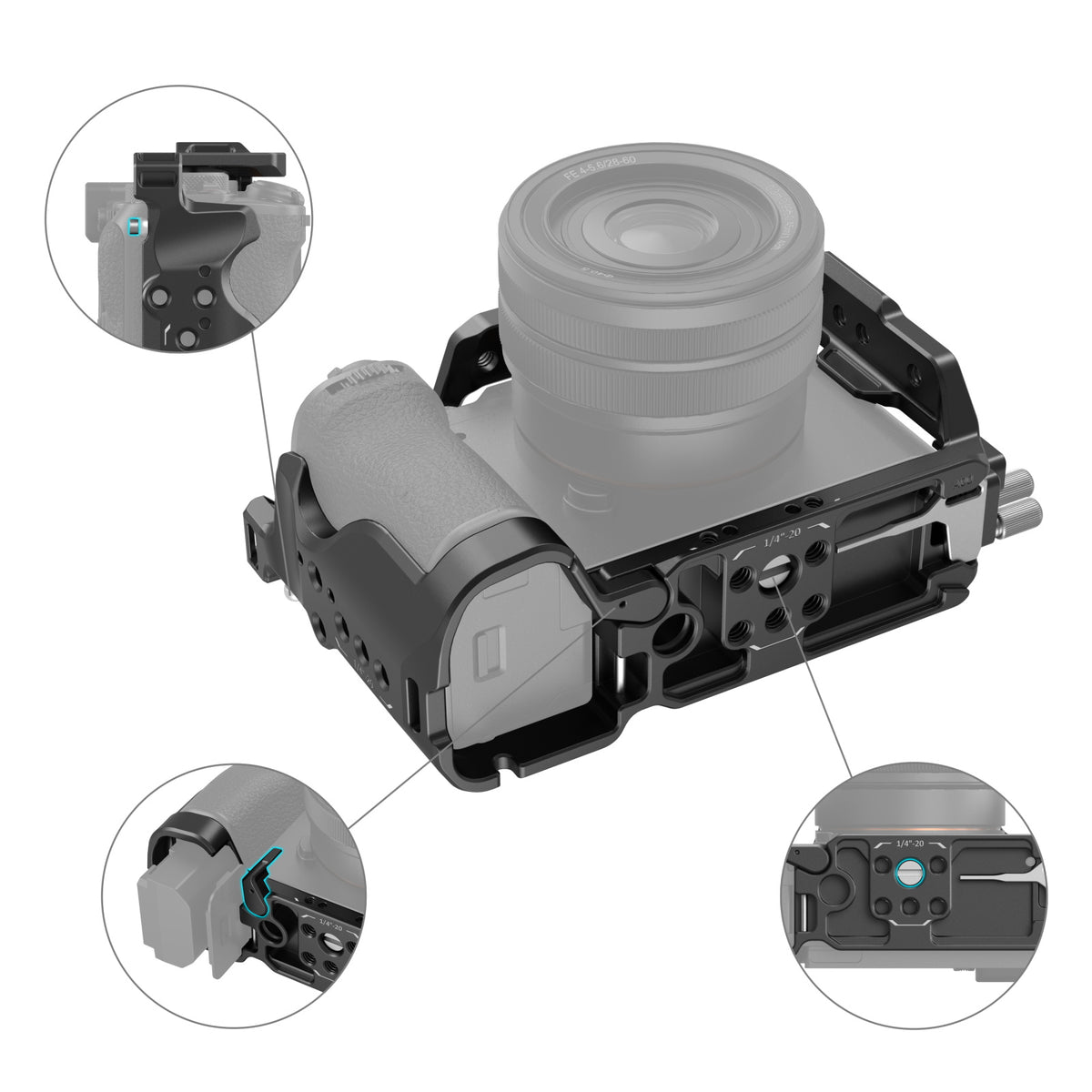 SmallRig 4422 Cage-Kit – 142 × 72 × 56,4 mm – für Sony Alpha 7C II, Alpha 7CR – Schwarz