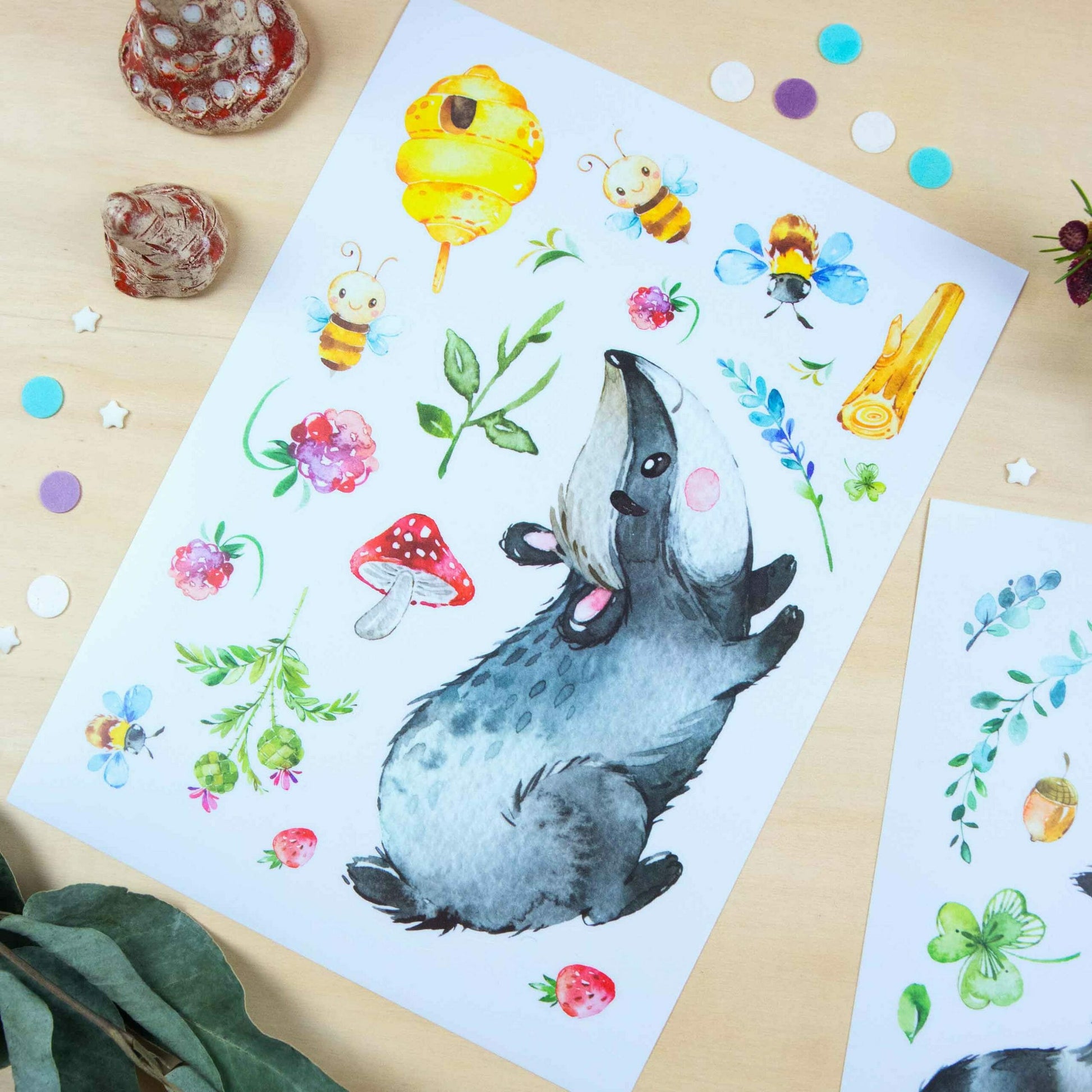 Papierdrachen Wandtattoos-Set – für 22 × 30 cm – Papier, mehrfarbig, 8-teilig