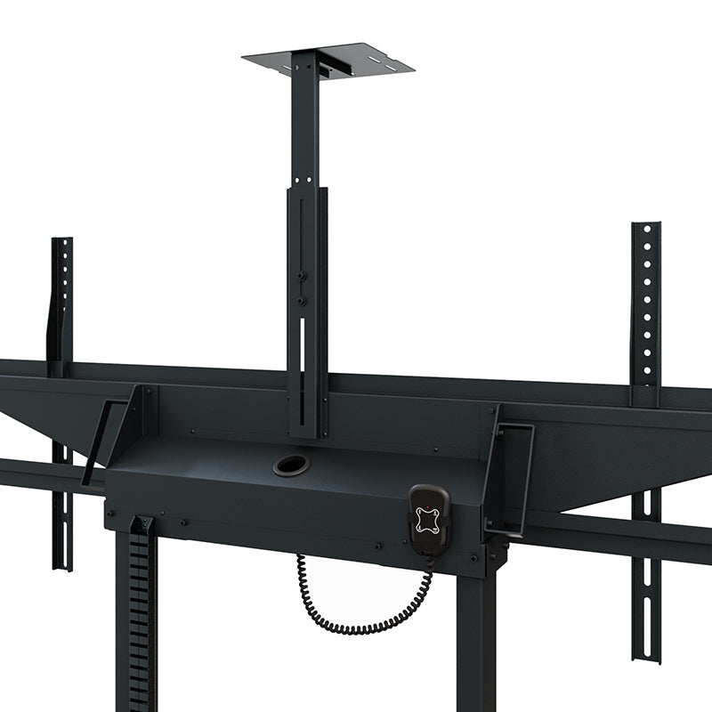 Hagor TV-Wagen – 46–65" – VESA 200×200–600×400 – bis 120 kg, motorisiert, mit Rollen, für 2 Displays