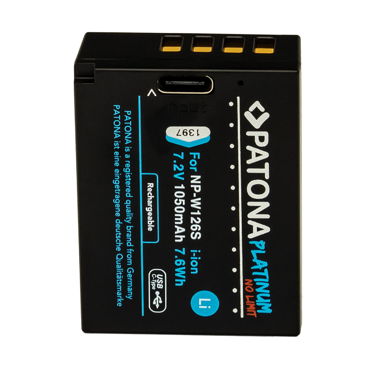 PATONA Platinum Akku (Li-Ion) 1050 mAh, 7,2 V – USB-C-Eingang 1,2 A – für Fujifilm NP-W126S, X-H1, X-Pro3 und andere