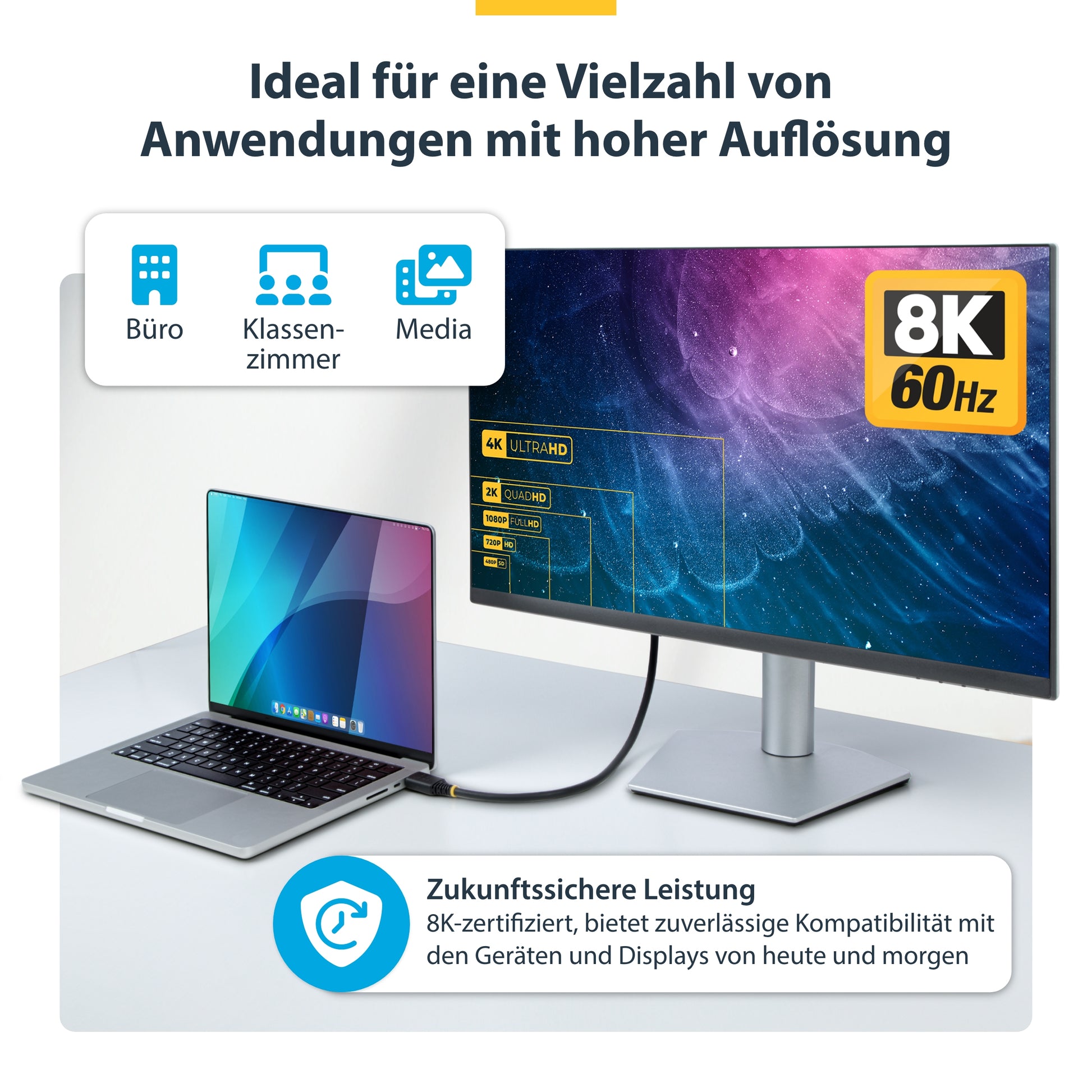 StarTech.com HDMI Kabel HDMI 2.1 8K 60 Hz – 4 m – HDR, ARC – für Fernseher, Bildschirm, Projektor
