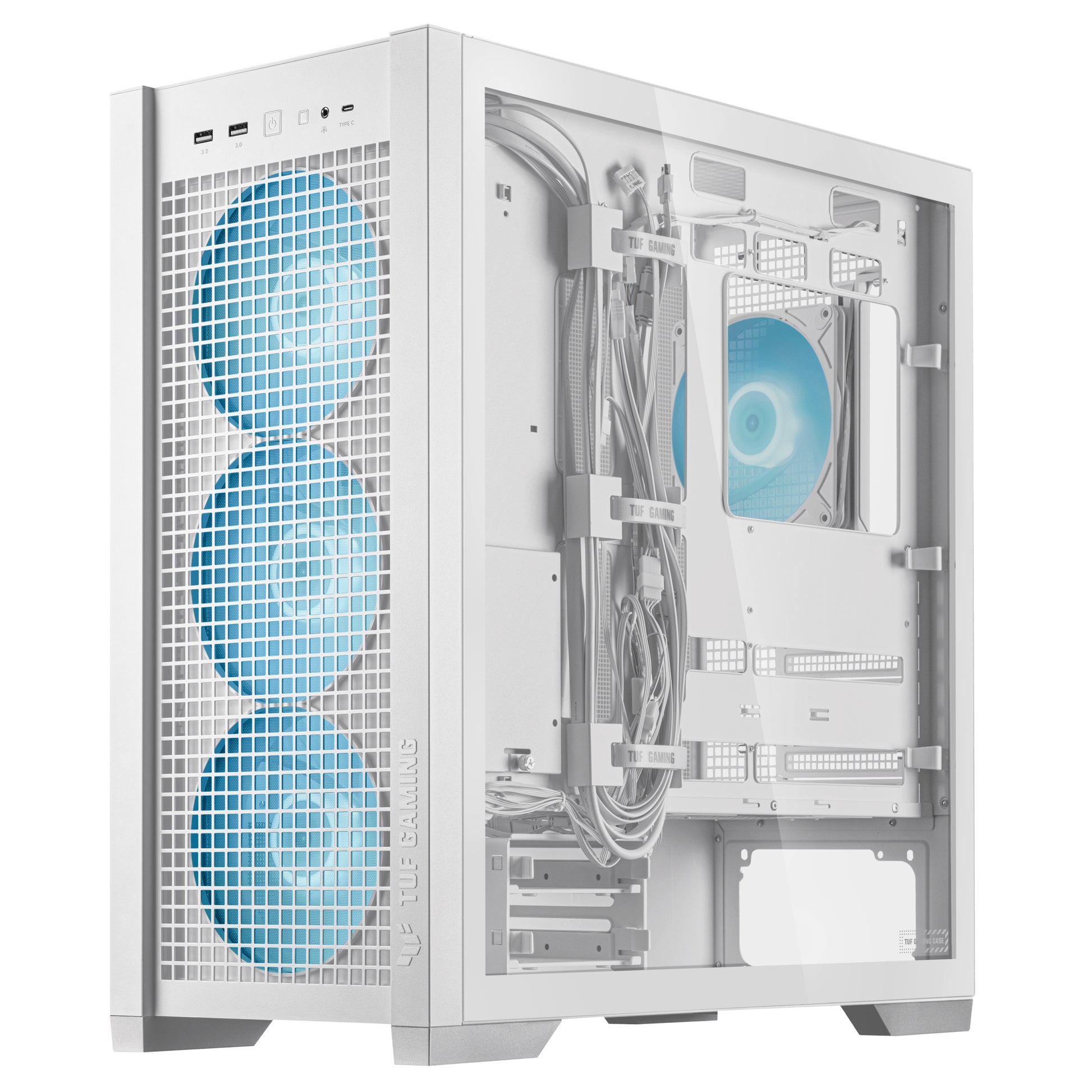ASUS TUF Gaming GT302 ARGB – PC-Gehäuse – Weiss, EATX/ATX/mATX/Mini-ITX, 3×140 mm Front, Seitenfenster
