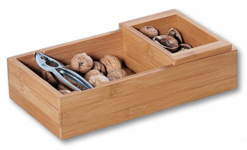 Kesper Nussschale mit Nussknacker 30 × 16 × 7,5 cm, Bambus/Edelstahl, Braun
