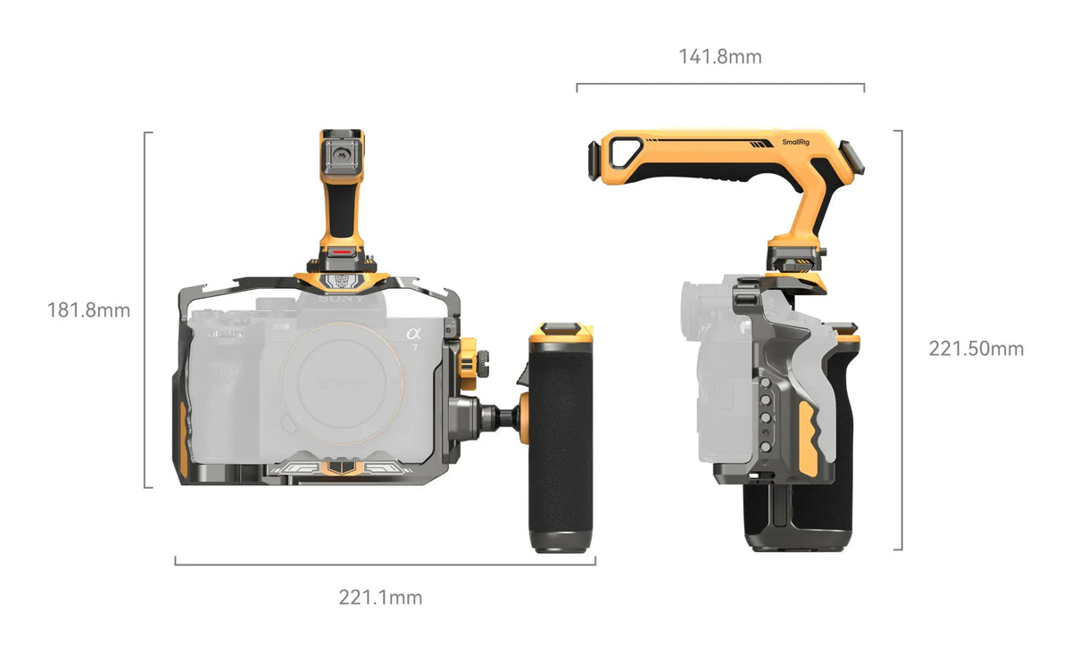 SmallRig HawkLock Cage Kit – für Sony Alpha 7RV, Alpha 7 IV, Alpha 7S III und andere – Schwarz/Orange