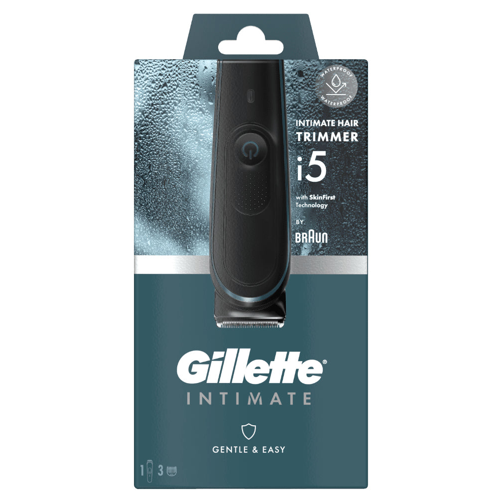 Gillette Körpertrimmer Intimate i5 – Akku, 100 min Laufzeit, 3 Kämme – Schwarz