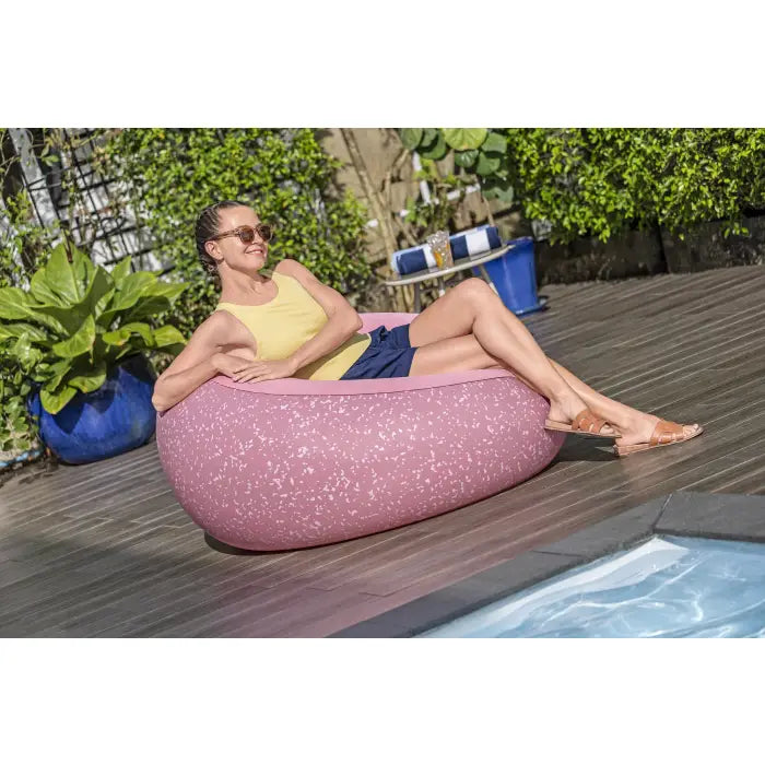Bestway Sessel Inflate – 112 × 112 × 66 cm – PVC & Velour – rosa – mit Flickzeug