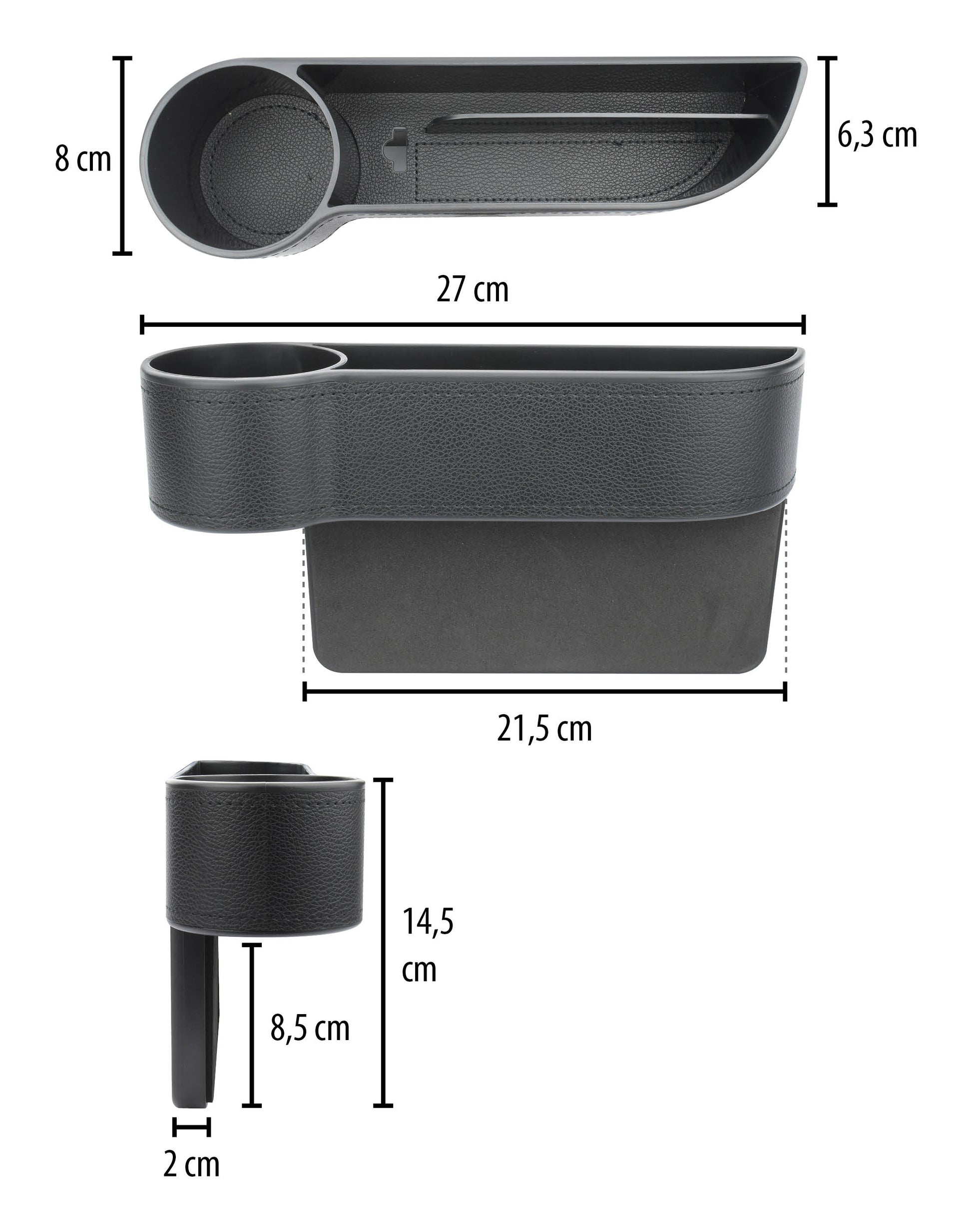 Phonocar Tassenhalter – für Universal – 270 × 145 × 80 mm – schwarz – Kunstleder – 1 Stk.