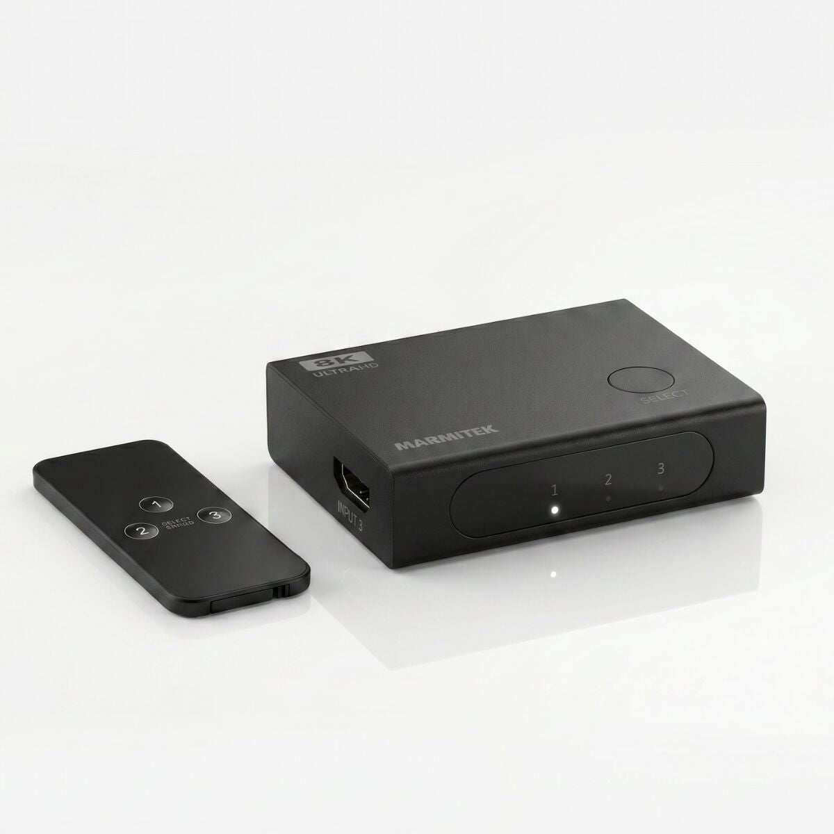 Marmitek Connect 730 – HDMI Switch, 3× HDMI In / 1× HDMI Out, 8K@60 Hz, HDMI 2.1, HDR, HDCP 2.3, Schwarz