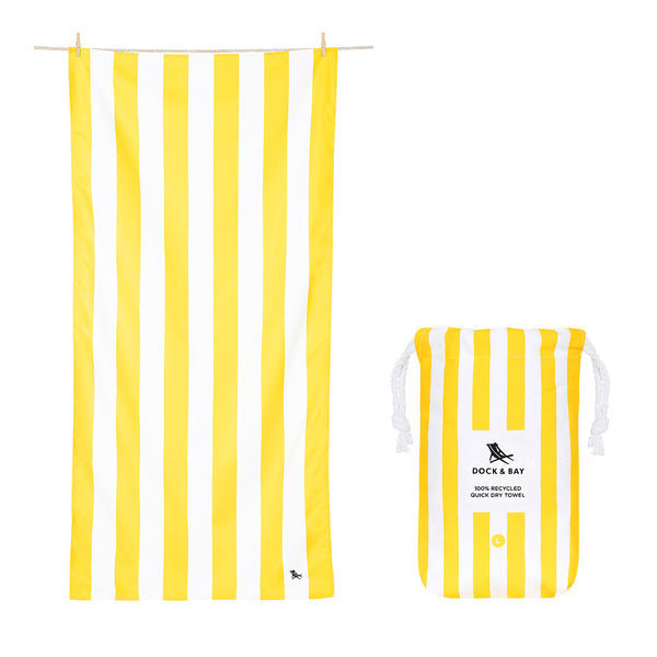 Dock & Bay Badetuch CABANA – 90×160 cm, Polyester/Polyamid, Gelb, Weiss