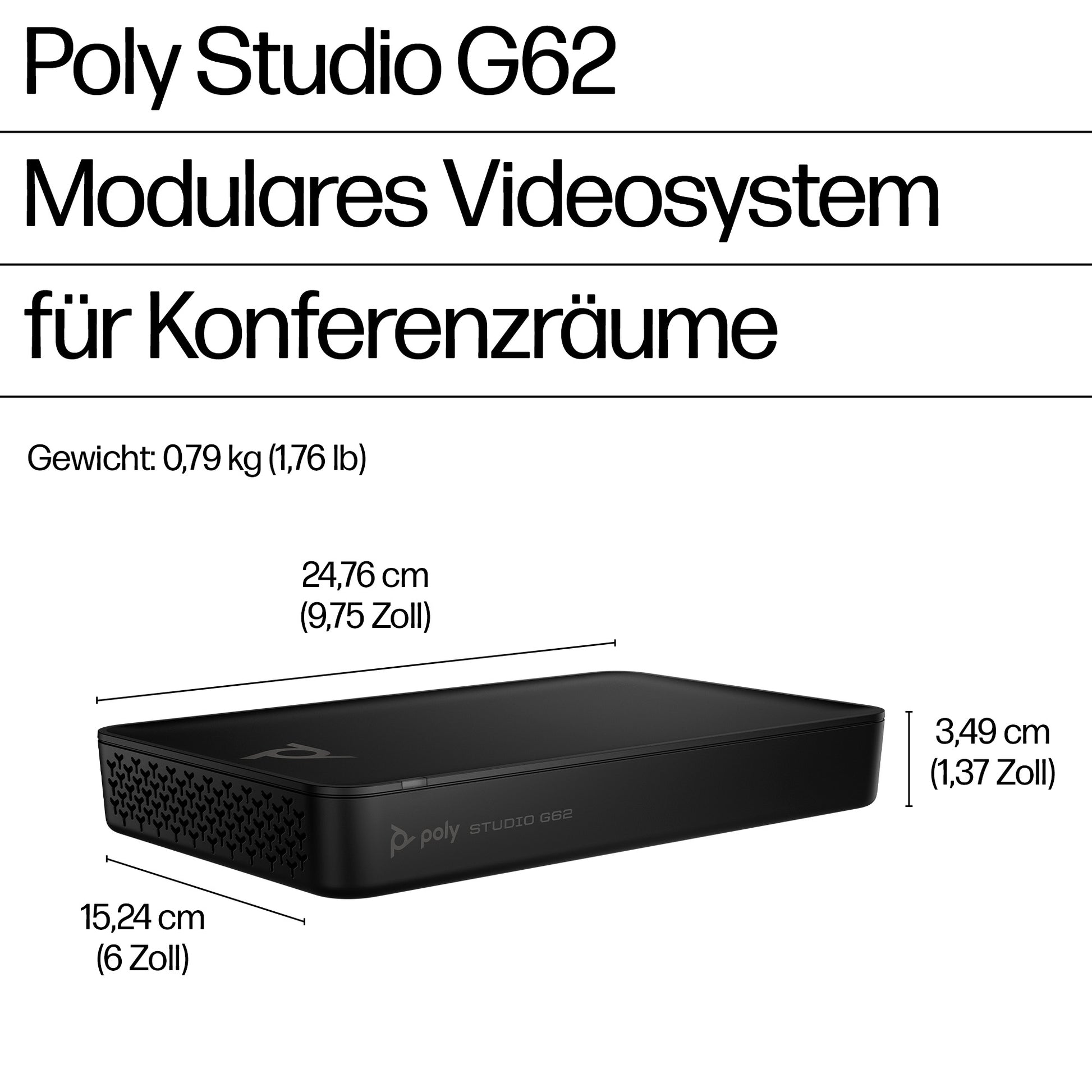 Poly Persönliches Videokonferenzsystem Studio G62 – 305 × 187 × 84 mm – schwarz