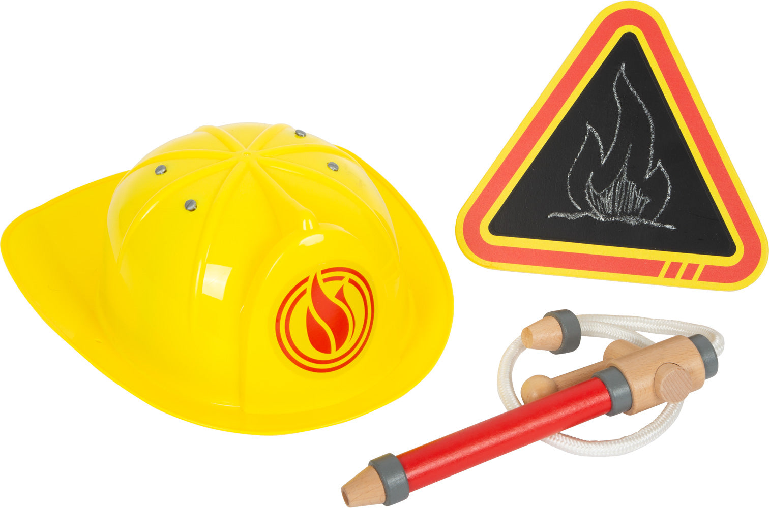 Small foot Feuerwehrrucksack – 25,0 × 26,0 × 10,0 cm – gelb/rot – ab 3 J. – Stoff, Kunststoff, Holz