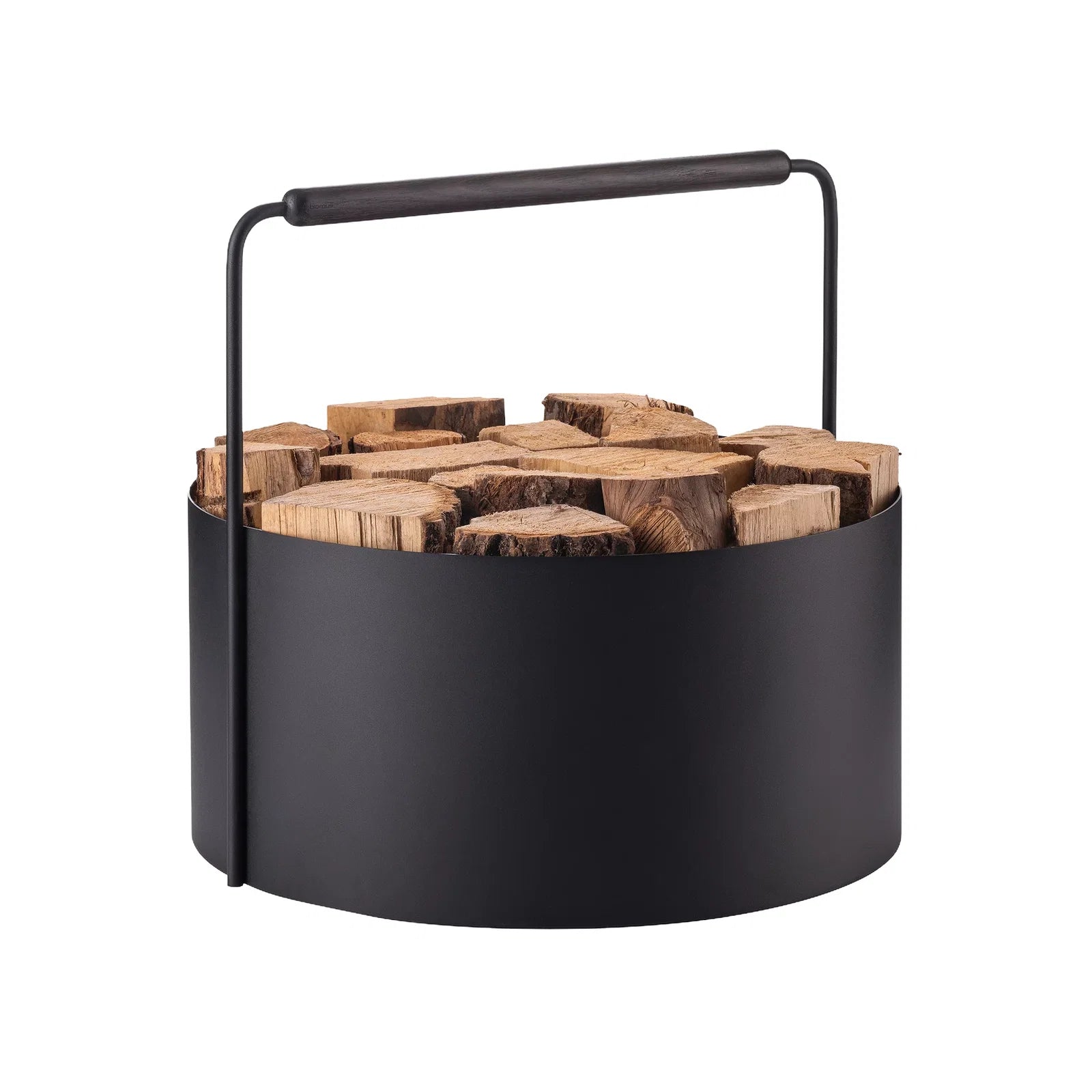 Blomus Ashi Aufbewahrungskorb – Stahl/Eiche – Schwarz – mit Griff – 450 × 420 × 450 mm