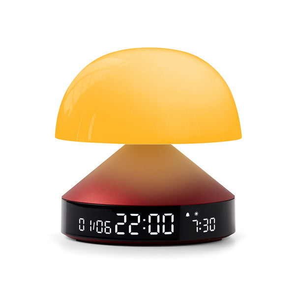 LEXON Lichtwecker Mina Sunrise – digital – 11 × 11 × 11 cm, weinrot, USB-Ladeport, Wecklicht
