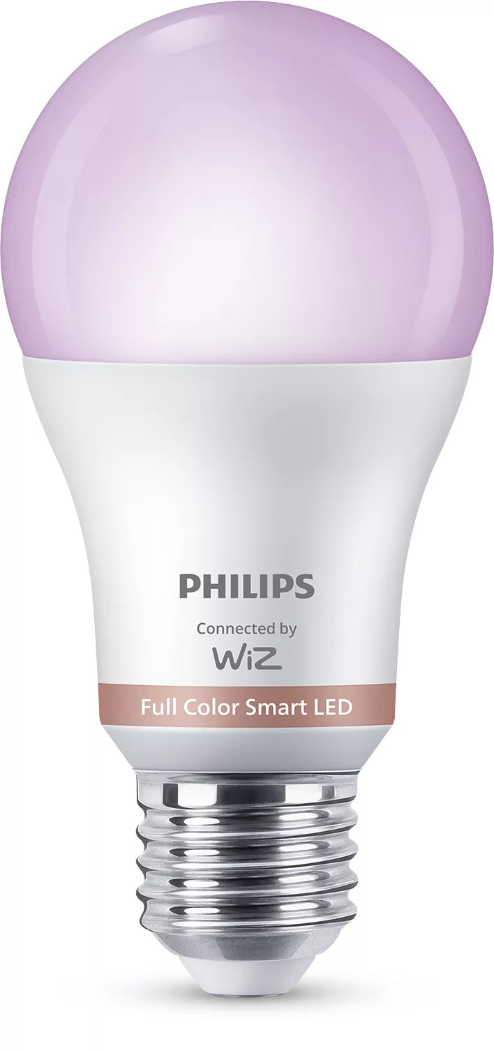 Philips by Signify Philips Smart-Leuchtmittel E27 A60 – RGB+CCT, 806 lm, 9 W, WLAN/Bluetooth – für WiZ – IP20 – 1 Stk. – Weiss