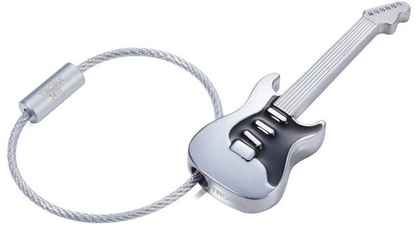 TROIKA Schlüsselanhänger Gitarre – Metall, Grau/Schwarz, 65 × 22 × 8 mm, 6er-Pack