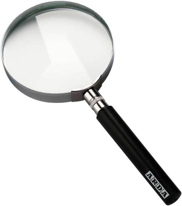 Arda – Handlupe – 3× – Ø 75 mm, ergonomischer Griff, Metallfassung, schwarz
