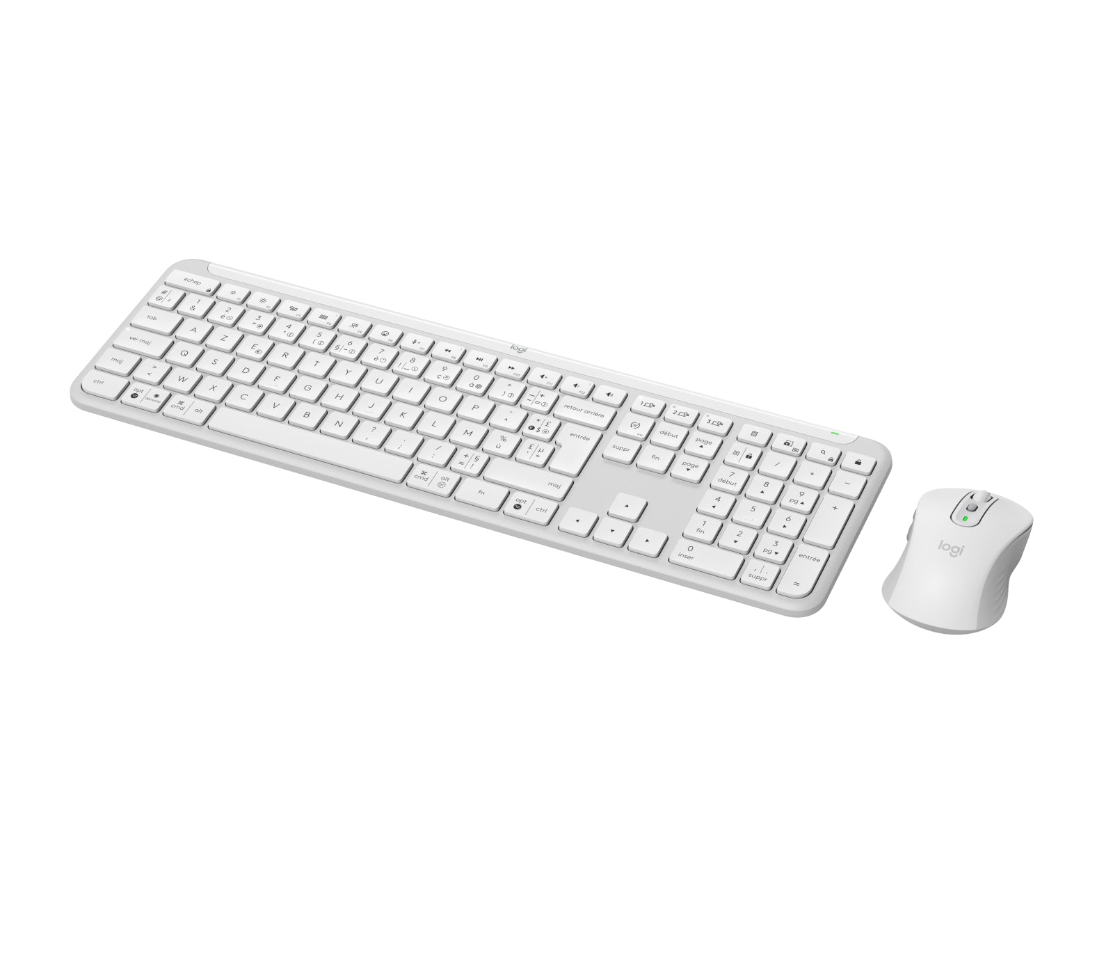 Logitech MK950 Signature Slim – Tastatur, kabellos (Bluetooth/2,4 GHz), FR-Layout (FR), Weiss