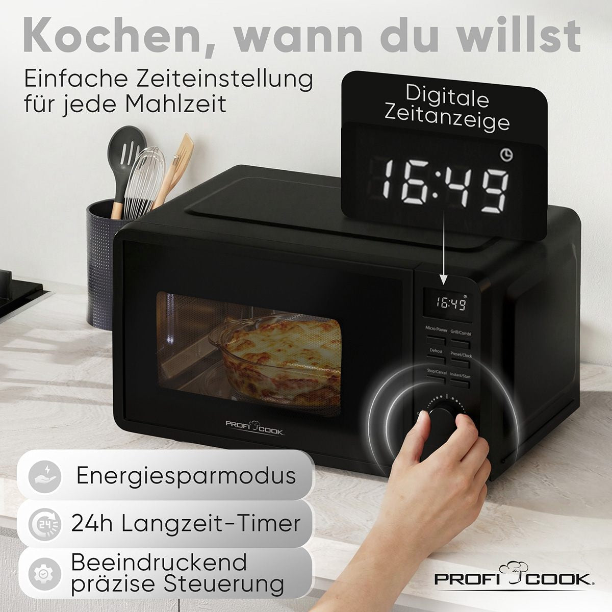 ProfiCook Grill-Mikrowelle PC-MWG 1319 – 20 l, Grill, 700 W – Schwarz