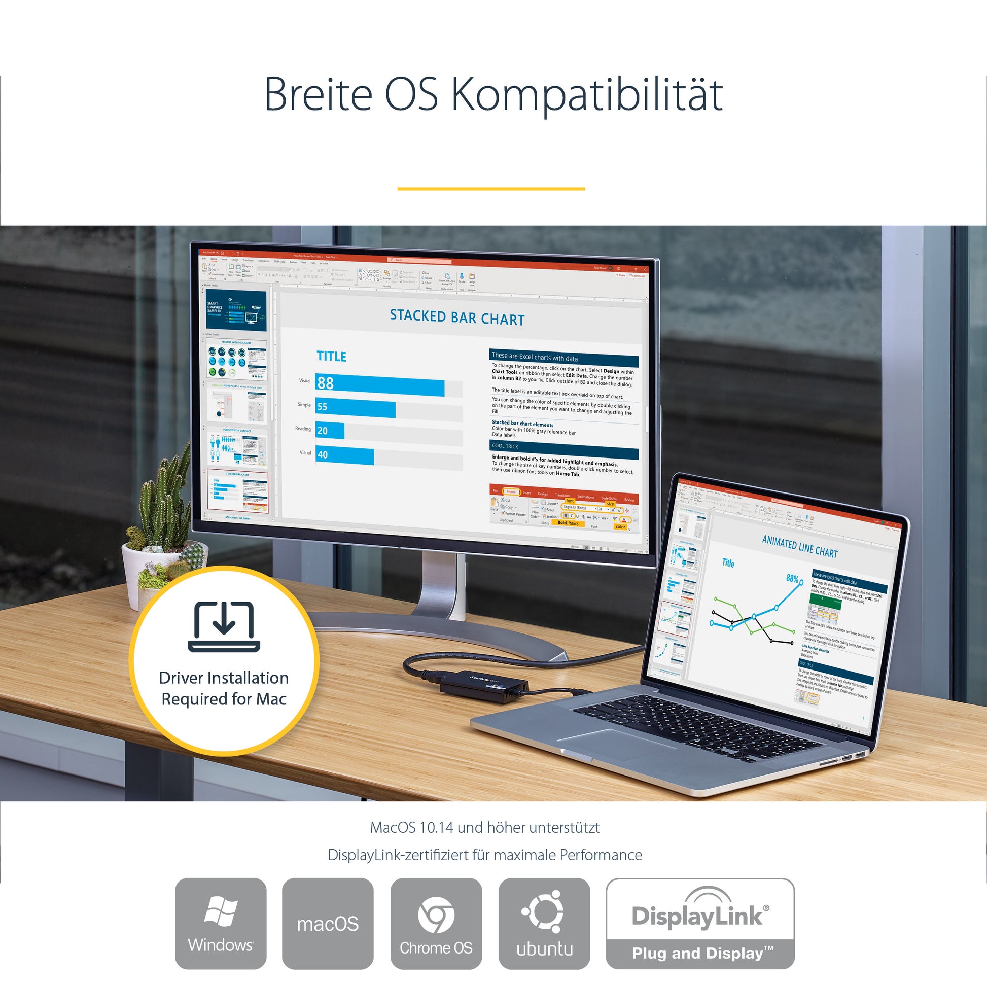 StarTech.com USB-A auf HDMI Adapter USB 3.2 Gen 1 4K 30 Hz – 0,063 m – für Mac, Windows, ChromeOS