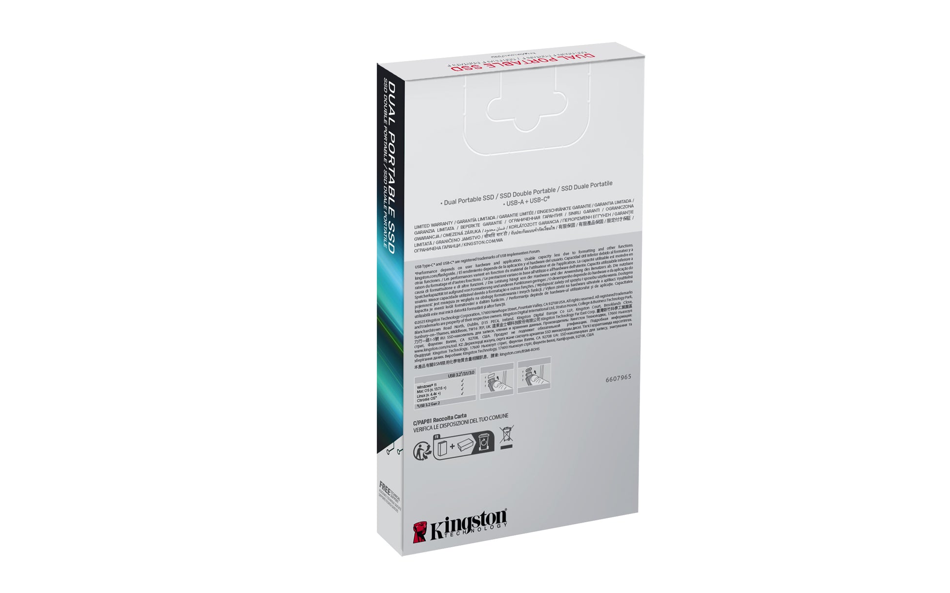 Kingston Technology Kingston 2 TB Dual USB-A/USB-C Tragbare SSD – 1'050 MB/s, USB 3.2 Gen 2