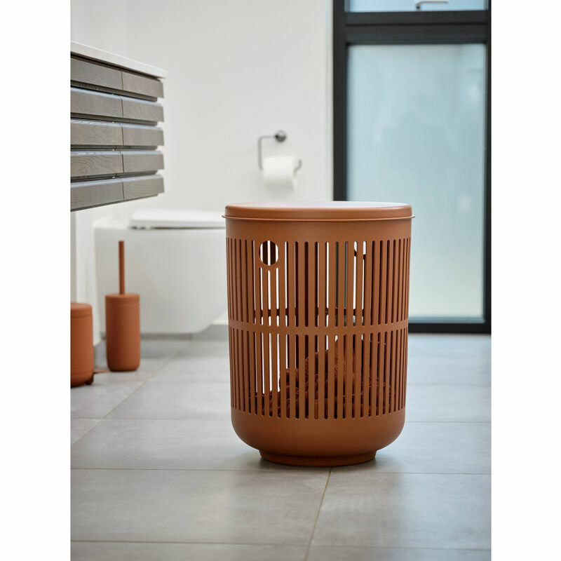 Zone Denmark UME – WC-Bürstenset – Keramik, Terrakotta, mit Deckel, H 38,7 cm, Ø 10 cm