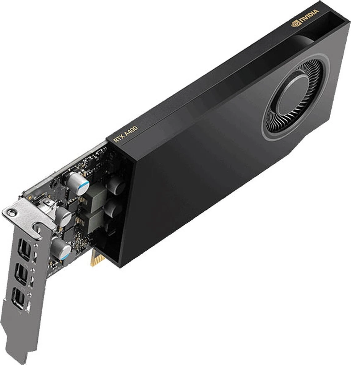 PNY RTX A400 – PCIe Grafikkarte – 4×mini‑DP 1.4a, PCIe x8 4.0, 4 GB GDDR6, 50 W