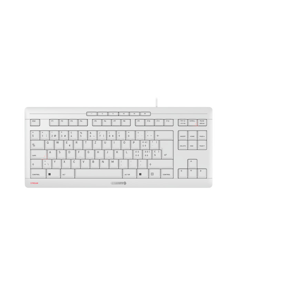 CHERRY Tastatur, kabelgebunden (USB-A), CH-Layout (DE-CH), TKL (ohne Ziffernblock), Scherenschalter, ergonomisch