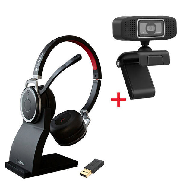 freeVoice 1953-820-104 Office-Headset – Over-Ear, Mono, BT, Schwarz/Blau