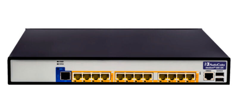 AudioCodes Mediant 800 – SBC, 4 FXS/FXO, 12 Gigabit LAN, Firewall, 1U Rack, schwarz, grau