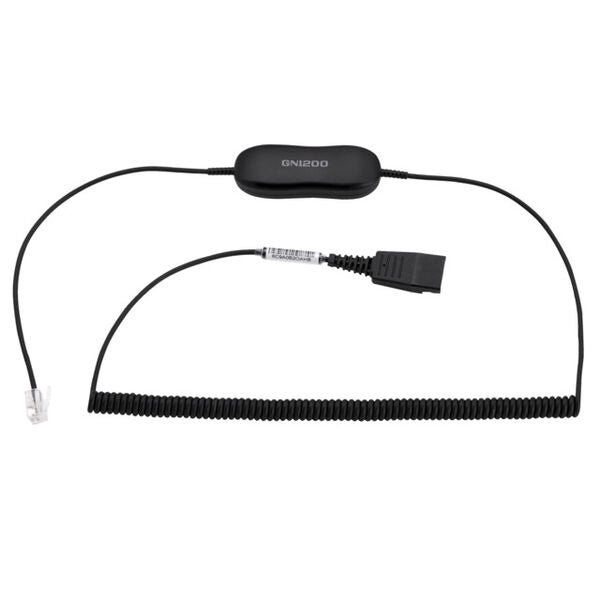 Jabra GN1218 – Adapterkabel – QD auf RJ-9 – Spiralkabel 2 m – Schwarz – für Jabra Biz 1500, 2300, 2400II