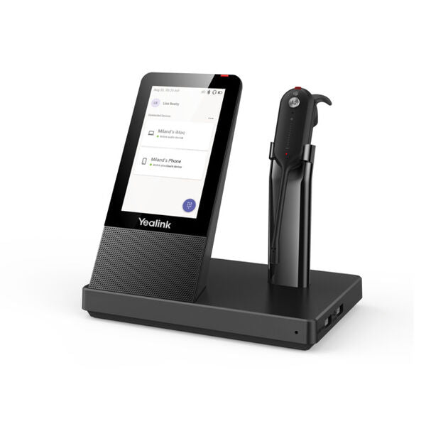 Yealink WH67 Office-Headset – Ohrbügel, Stereo, DECT, USB, ANC, MS Teams zertifiziert, mit Ladestation, Schwarz