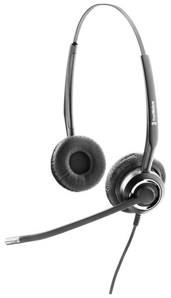 freeVoice SoundPro 310 Duo NC (QD) Office-Headset – On-Ear, Stereo, Kabelgebunden, ANC, mit Boom-Mikrofon, Schwarz