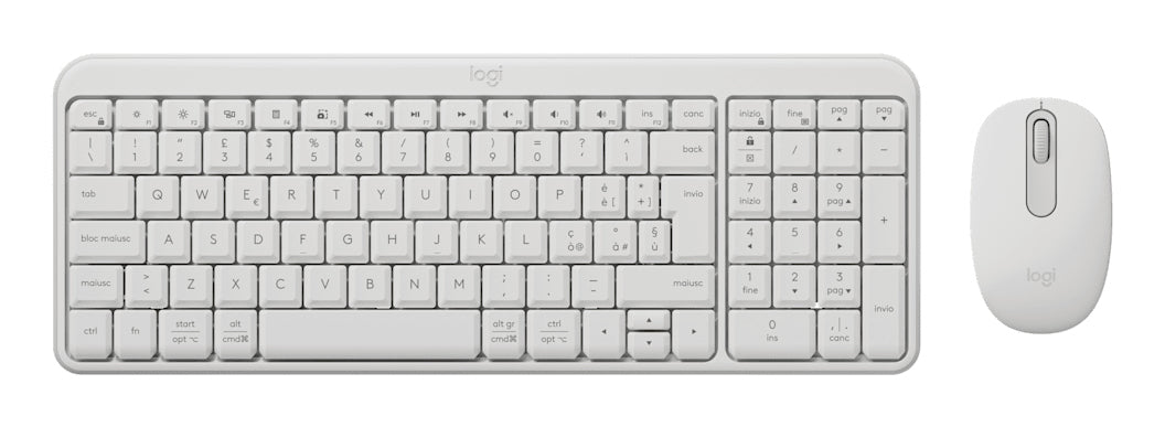 Logitech MK250 – Tastatur- und Maus-Set – Bluetooth & 2,4 GHz (USB-A Empfänger) – QWERTY (IT) – Weiss