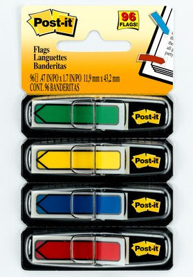 Post-it Indexstreifen – 11,9×43,2 mm – sortiert, 4×24 Stück, mit Dispenser, Pfeil