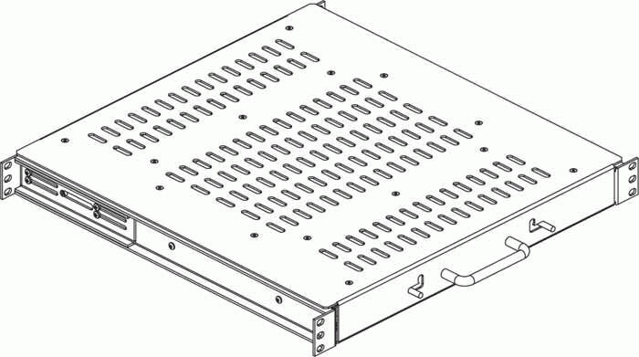 Conteg 19" Fachboden, 1U, ausziehbar, 482,6 × 505 × 44,5 mm, schwarz