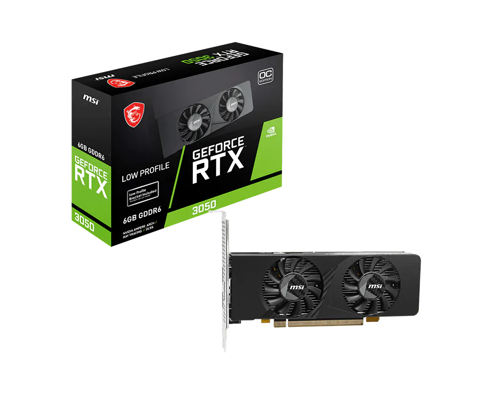 MSI GeForce RTX 3050 LP E 6G OC – PCIe Grafikkarte – 2×HDMI 2.1, 1×DisplayPort 1.4a, PCIe x8 4.0