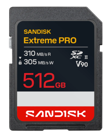 SanDisk Extreme PRO SDXC 512 GB – UHS-II, V90, 310/305 MB/s