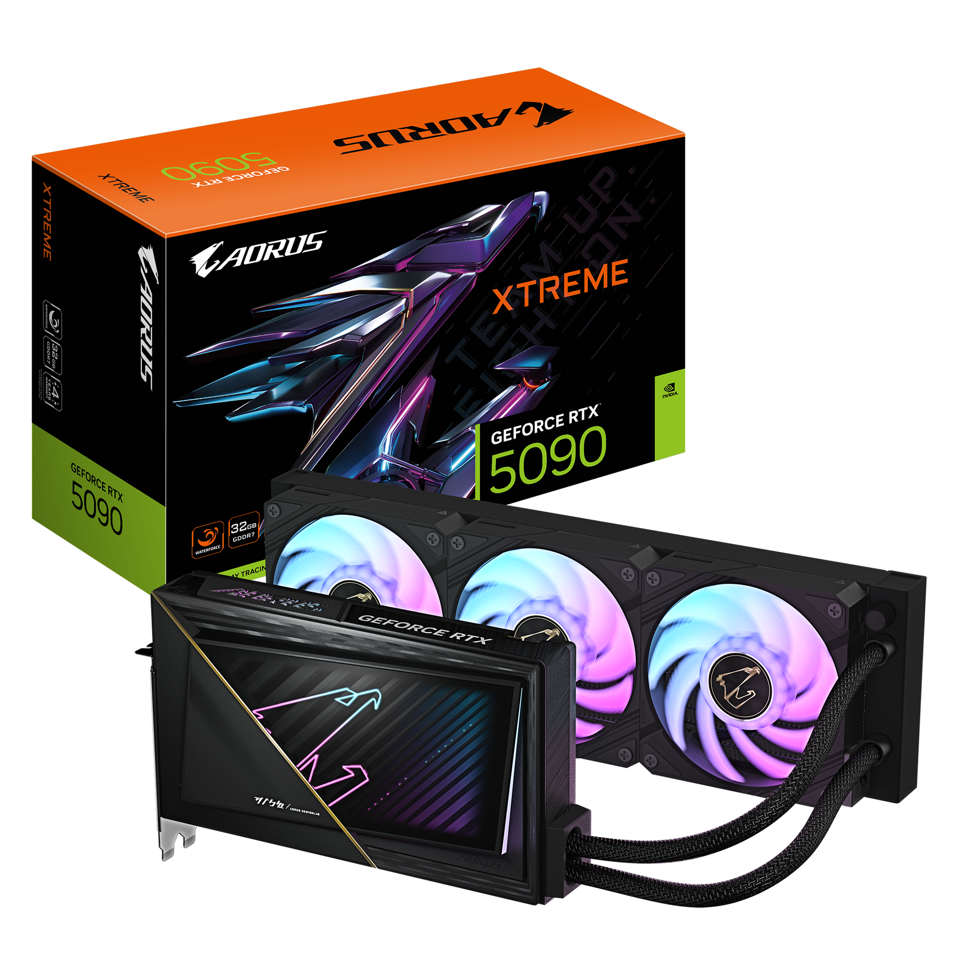 GIGABYTE GV-N5090AORUSX W-32GD – PCIe Grafikkarte – 3×DP, 1×HDMI, PCIe 5.0, 32 GB GDDR7, 1×16-Pin