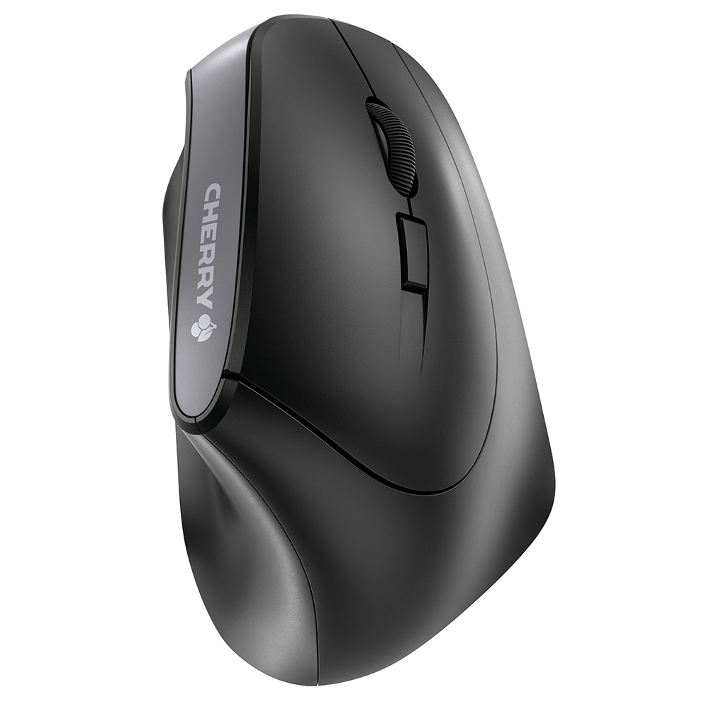 CHERRY MW 4500 Ergonomische Maus – kabellos, 6 Tasten, für Rechtshänder, vertikal, umschaltbare DPI, schwarz
