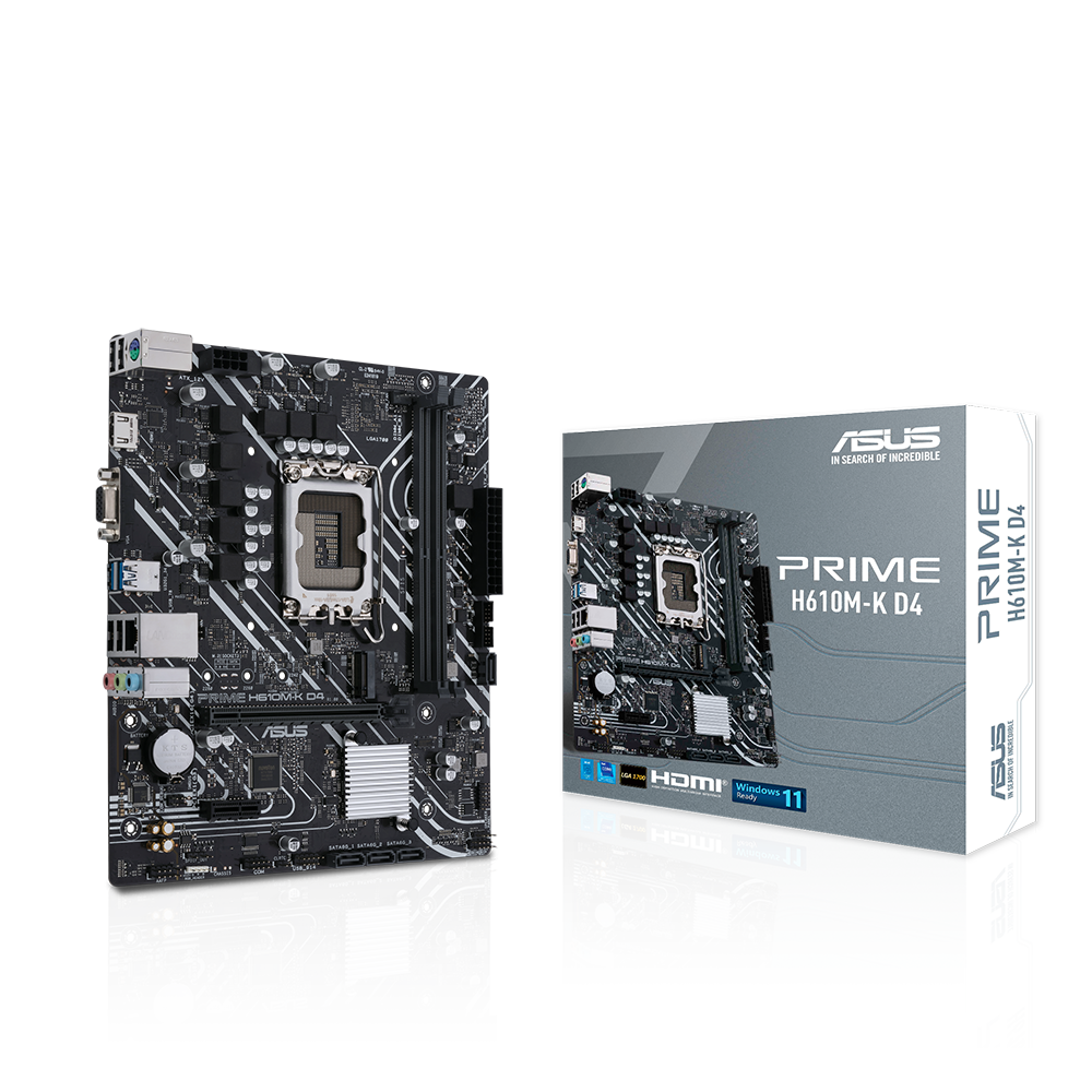 ASUS PRIME H610M-K D4 – Mainboard – LGA 1700, Intel H610, mATX, DDR4