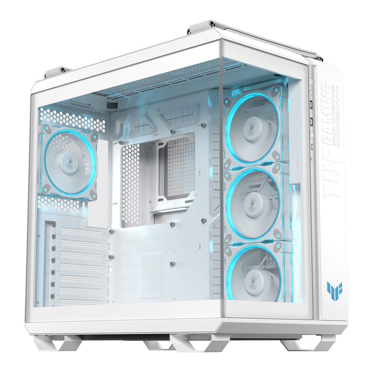 ASUS TUF GAMING GT502 Horizon TG – PC-Gehäuse – Weiss, ATX/mATX/Mini-ITX, 4×3,5", Sichtfenster