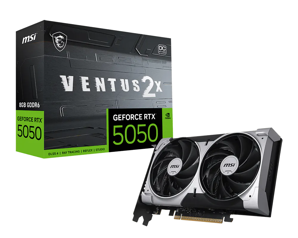 MSI GeForce RTX 5050 VENTUS 2X OC 8G – PCIe Grafikkarte – 3×DP, 1×HDMI, PCIe 5.0, 1×8-Pin