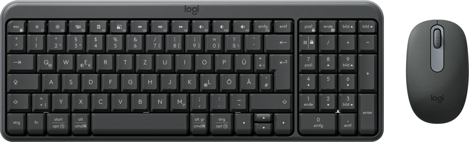 Logitech MK250 – Tastatur-Maus-Set – Bluetooth & 2,4 GHz – QWERTZ (DE) – Graphit