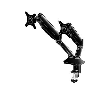 iiyama Monitorarm, Dual, Tischklemme, bis 27", VESA 100 × 100 mm, 5 kg, Gasfeder
