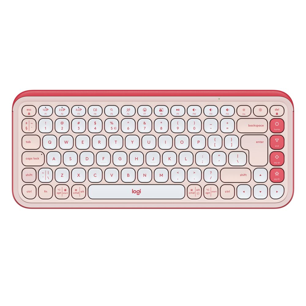 Logitech Pop Icon Keys – Mini Tastatur – Schere – Bluetooth – QWERTY (UK) – Pink/Weiss