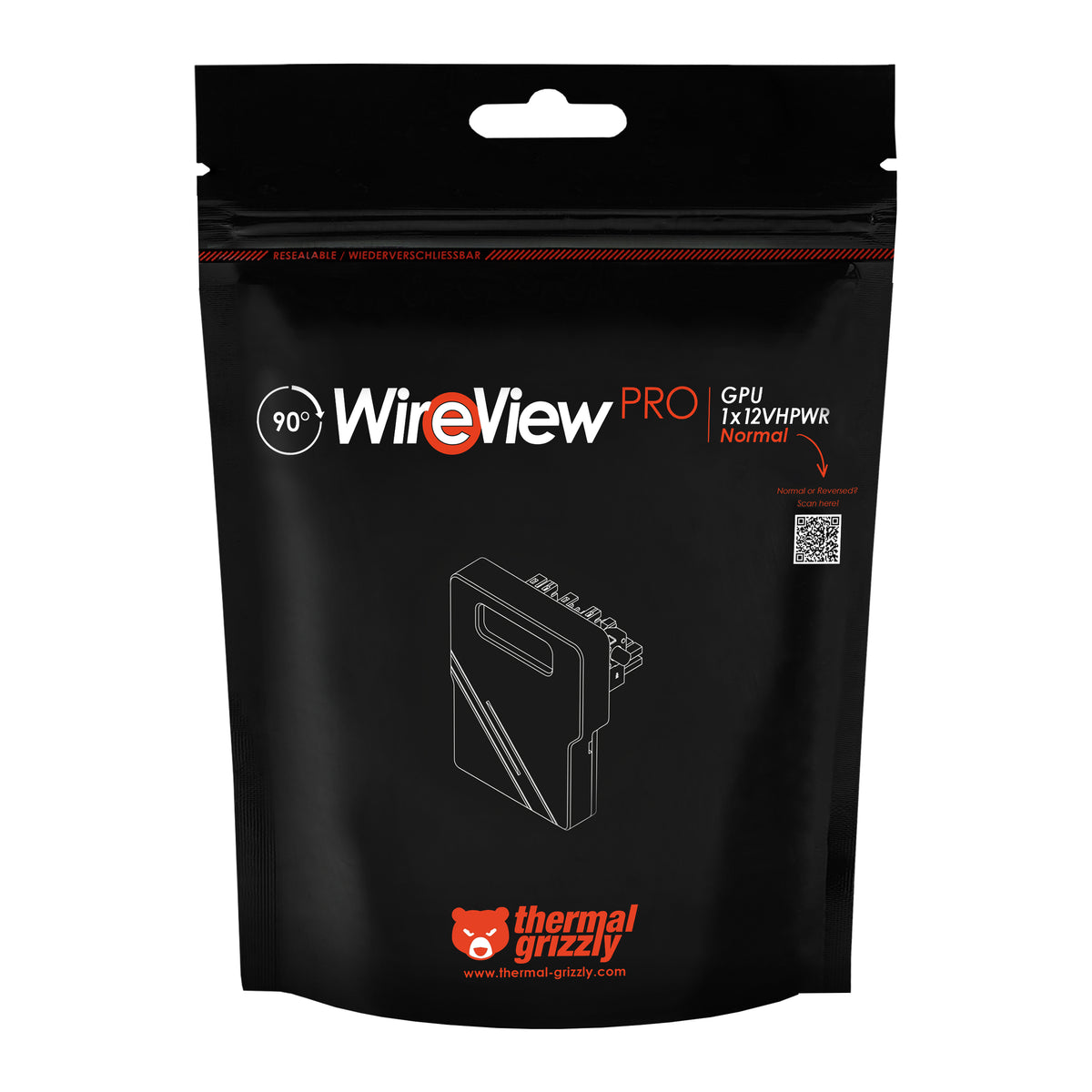 Thermal Grizzly WireView Pro – GPU-Bausatz, Aluminium, 43 × 33 × 52 mm, Schwarz